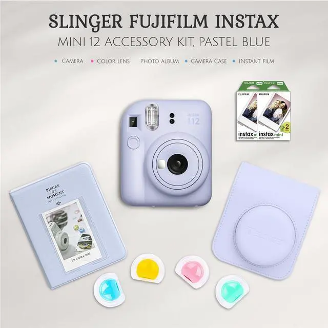 Alt view image 2 of 7 - Fujifilm Instax Mini 12 Instant Camera, Pastel Blue, w/Accessory Kit and 2x Film