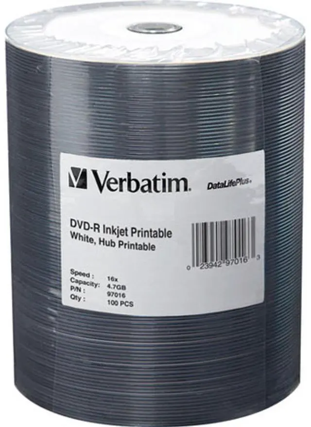 Alt view image 10 of 11 - VERBATIM CORPORATION 97016 100PK DVD-R 16X 4.7GB WHITE