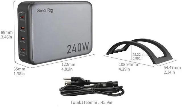 Alt view image 2 of 7 - SmallRig 4751 240W 4-Port PD Power Adapter, US Standard