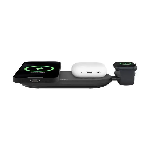 Alt view image 5 of 7 - Belkin BoostCharge Pro 15W 3-In-1 Magnetic Qi2 Charging Pad with USB-C Apple Watch Charger, Black