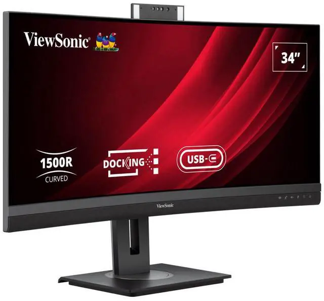 Alt view image 17 of 20 - ViewSonic VG3457CV 34 Inch Ultrawide QHD 1440p Curved Video Conferencing Docking Monitor with Windows Hello Compatible IR Webcam, Advanced Ergonomics, and 100W USB C for Home and Office