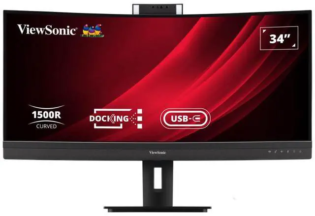 Alt view image 16 of 20 - ViewSonic VG3457CV 34 Inch Ultrawide QHD 1440p Curved Video Conferencing Docking Monitor with Windows Hello Compatible IR Webcam, Advanced Ergonomics, and 100W USB C for Home and Office