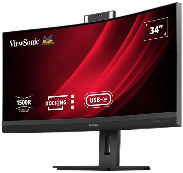 Alt view image 18 of 20 - ViewSonic VG3457CV 34 Inch Ultrawide QHD 1440p Curved Video Conferencing Docking Monitor with Windows Hello Compatible IR Webcam, Advanced Ergonomics, and 100W USB C for Home and Office