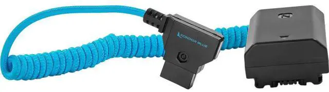 Alt view image 3 of 5 - Kondor Blue Coiled Braided Power Adapter Cable for D-Tap Connector to Dummy Battery NP-FZ100 for Sony Cameras A6600 A7III A7RIII A7SIII A7RIV + More