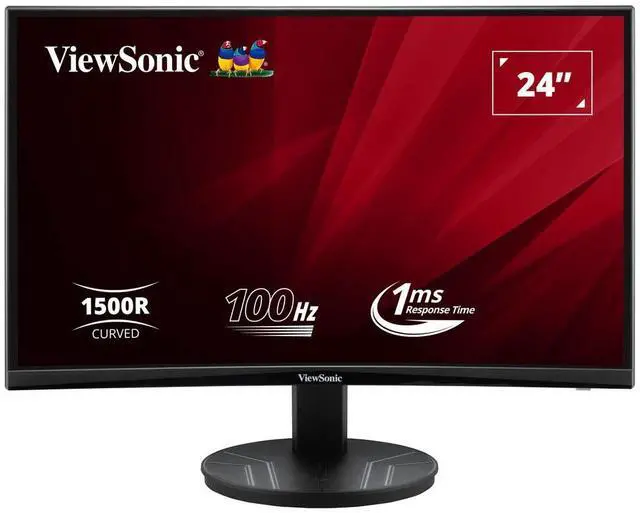 Alt view image 13 of 19 - ViewSonic VA2416C 24" Full HD 1080p Frameless Curved Monitor with Variable Refresh Rate, Eye Care, HDMI, and DisplayPort Inputs for Home and Office