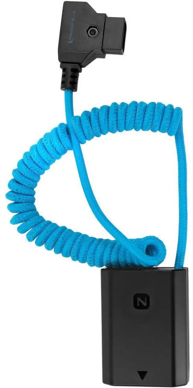 Alt view image 5 of 5 - Kondor Blue Coiled Braided Power Adapter Cable for D-Tap Connector to Dummy Battery NP-FZ100 for Sony Cameras A6600 A7III A7RIII A7SIII A7RIV + More