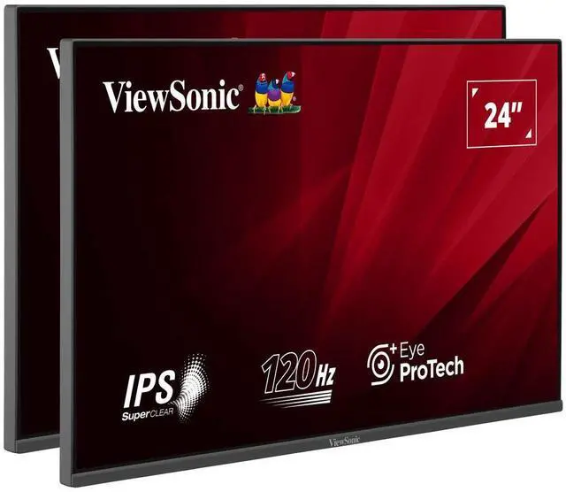Alt view image 13 of 16 - ViewSonic VA2456A-MHD_H2 Dual Monitor Pack Head-Only 1080p IPS Frameless Monitors with 120Hz, Eye Care, VESA Mountable, HDMI, DisplayPort, and VGA Inputs for Home and Office