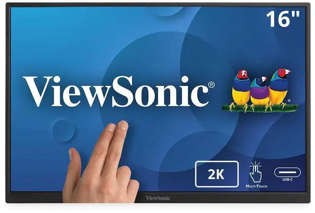 Alt view image 8 of 14 - ViewSonic TD1656-2K 16 Inch WQXGA 1600p IPS Touchscreen Portable Monitor with 2 Way Powered 65W USB C, and Built-in Stand with Smart Cover