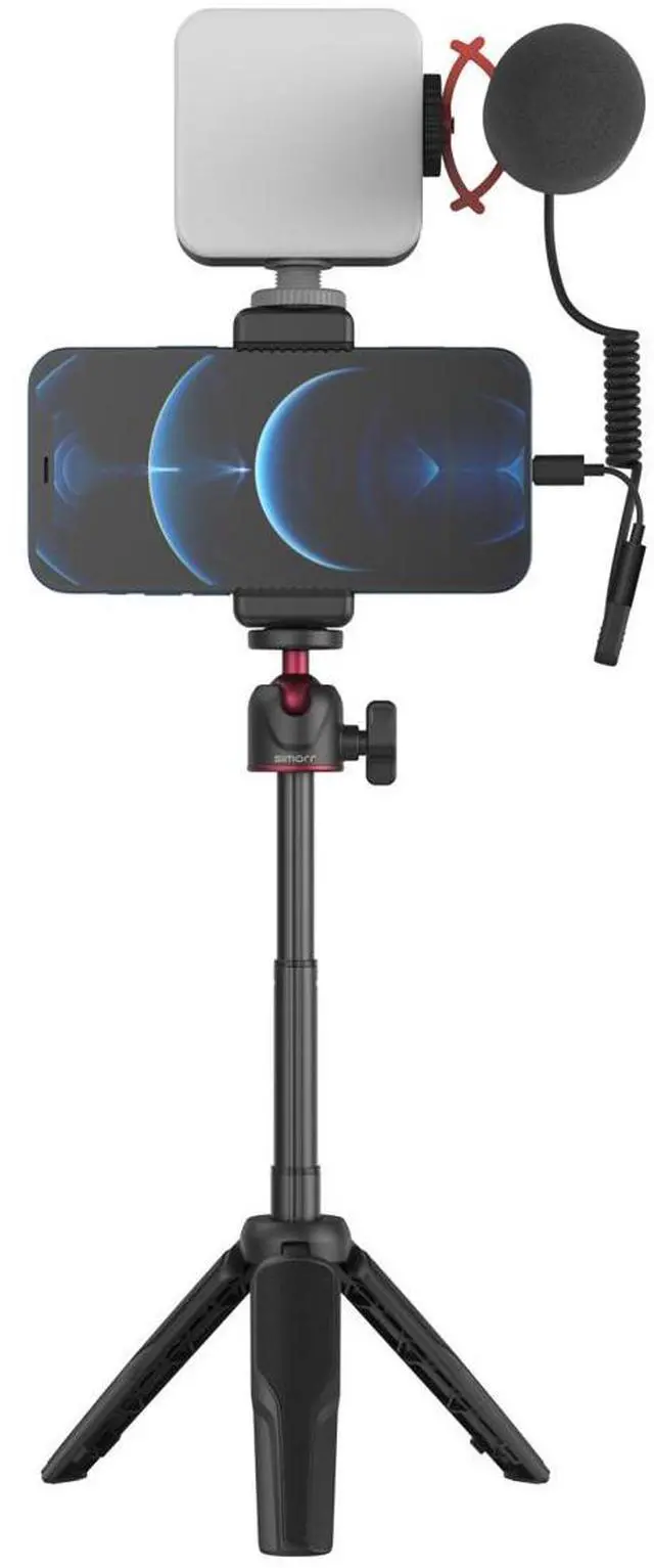Alt view image 7 of 7 - SmallRig simorr Vigor VK-50 Vlog Tripod Kit with Vibe P96 Video LED Light, Wave S1 Lite Microphone
