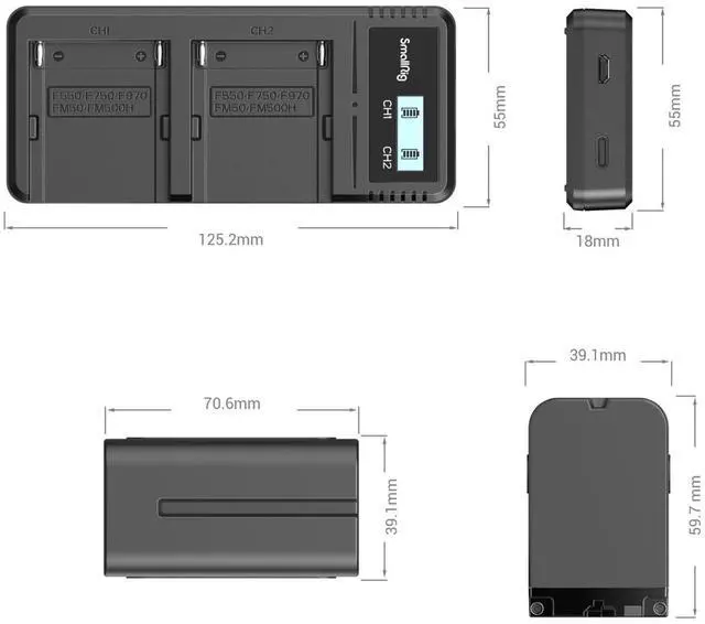 Alt view image 3 of 7 - SmallRig SmallRig Battery and Charger Kit for Sony NP-F970 3823