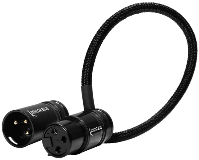 Main image of Kondor Blue 8" Low Profile Right Angle XLR Cable, Raven Black