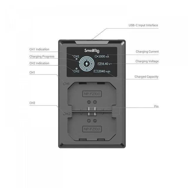 Alt view image 7 of 7 - SmallRig SmallRig Camera Battery and Charger Kit for Sony NP-FZ100 3824B