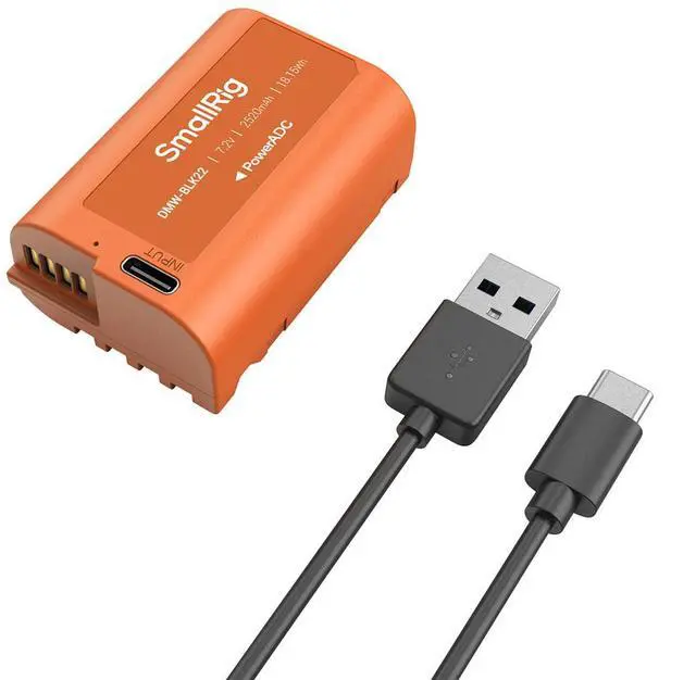 Alt view image 4 of 7 - SmallRig DMW-BLK22 18.15Wh 7.2V 2520mAh USB-C Rechargeable Camera Battery, Orange