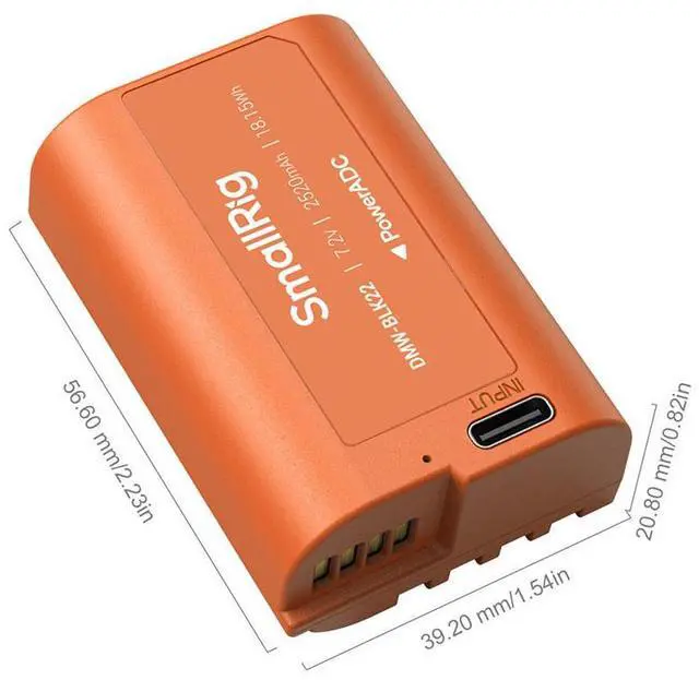 Alt view image 7 of 7 - SmallRig DMW-BLK22 18.15Wh 7.2V 2520mAh USB-C Rechargeable Camera Battery, Orange