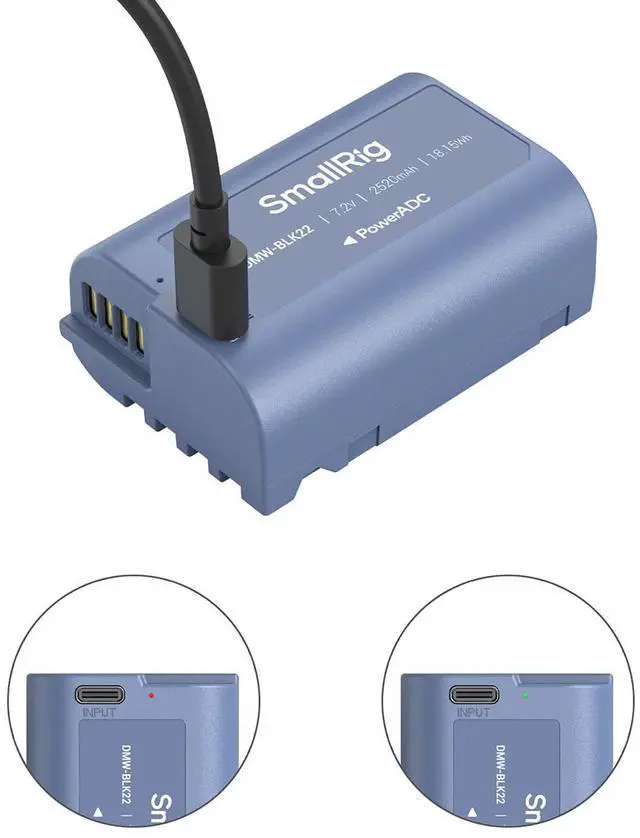 Alt view image 5 of 7 - SmallRig DMW-BLK22 18.15Wh 7.2V 2520mAh USB-C Rechargeable Camera Battery, Blue