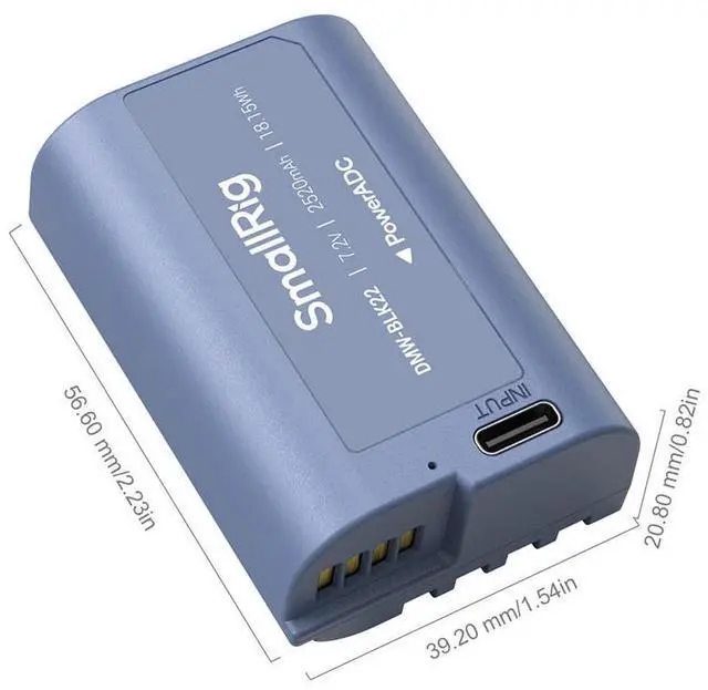 Alt view image 7 of 7 - SmallRig DMW-BLK22 18.15Wh 7.2V 2520mAh USB-C Rechargeable Camera Battery, Blue