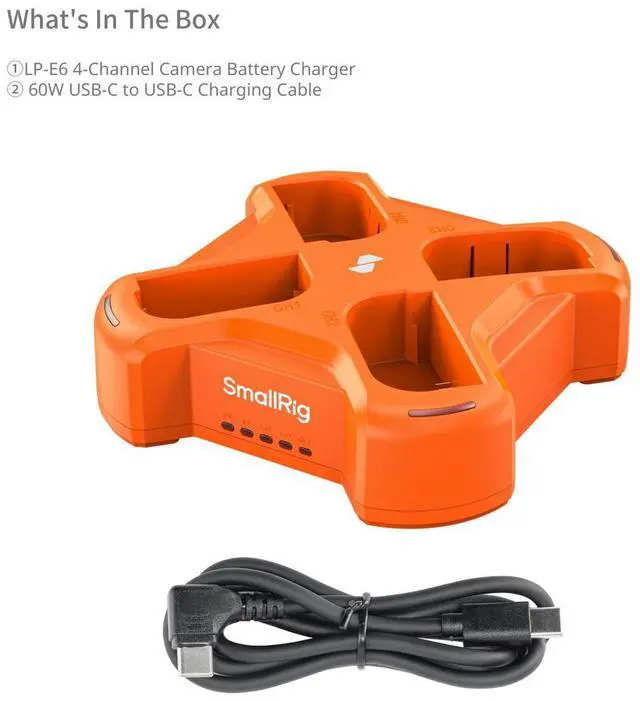 Alt view image 7 of 7 - SmallRig 4-Channel Camera Battery Charger for Canon LP-E6NH Battery