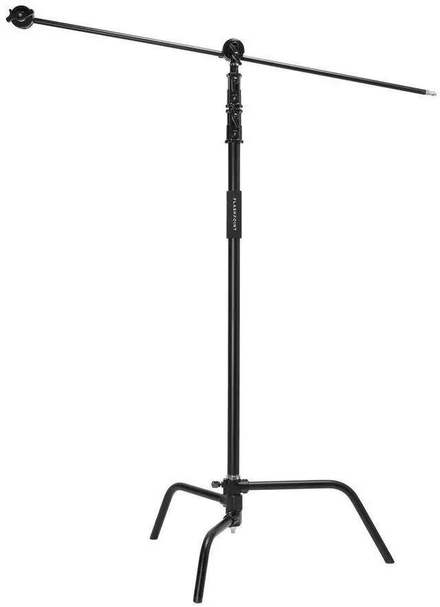 Alt view image 3 of 7 - Flashpoint 10' Century Light Stand on Turtle Base Kit with 40" Grip Arm, Black
