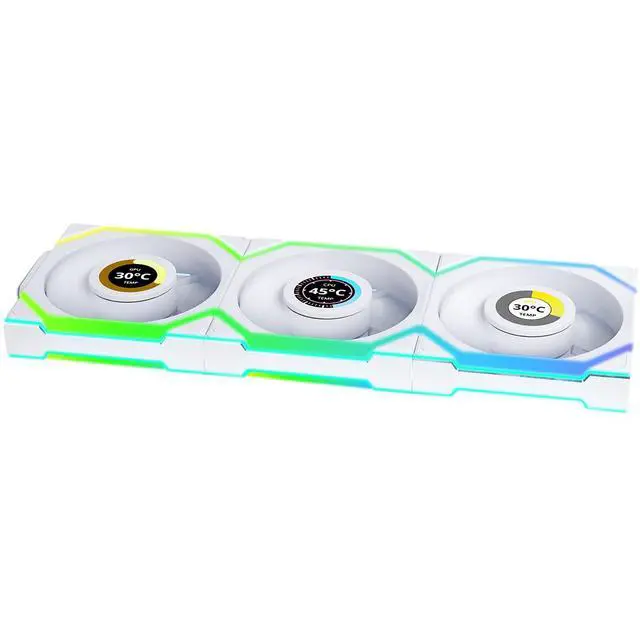 Alt view image 9 of 14 - Lian Li UNI Fan SL LCD Wireless (Reverse Blade) 120mm ARGB Fan - Triple Pack - 1.6" LCD Display - 2.4 GHz Wireless Signal for RGB & Fan Control - Controller Included & Required - White(12RSLLCD1W3W)