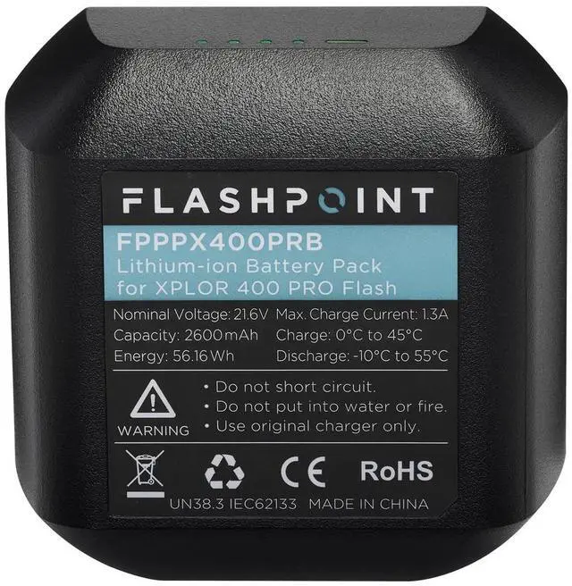 Alt view image 2 of 6 - Flashpoint Rechargeable Lithium-Ion Battery Pack for XPLOR 400 PRO (AD400Pro) Flash (21.6V, 2600mAh) - Godox WB400P