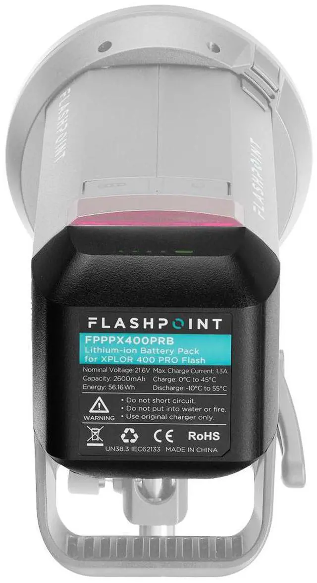 Alt view image 5 of 6 - Flashpoint Rechargeable Lithium-Ion Battery Pack for XPLOR 400 PRO (AD400Pro) Flash (21.6V, 2600mAh) - Godox WB400P