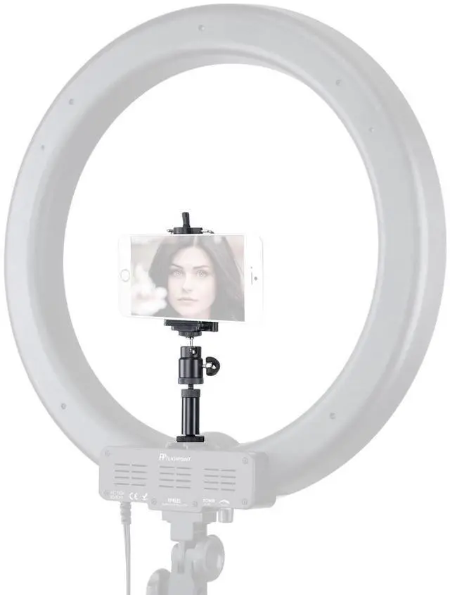Alt view image 2 of 2 - Flashpoint Cold Shoe Extension / Smartphone Cradle Set for the Flashpoint 600W 5500K Dimmable Fluorescent Ring Light