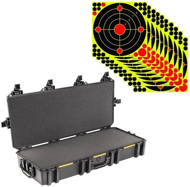 Alt view image 5 of 7 - Pelican V700 Vault Takedown Rifle/Shotgun Case with Foam, Black, Bundle with 12x12" Splatter Shooting Target Stickers, 10-Pack