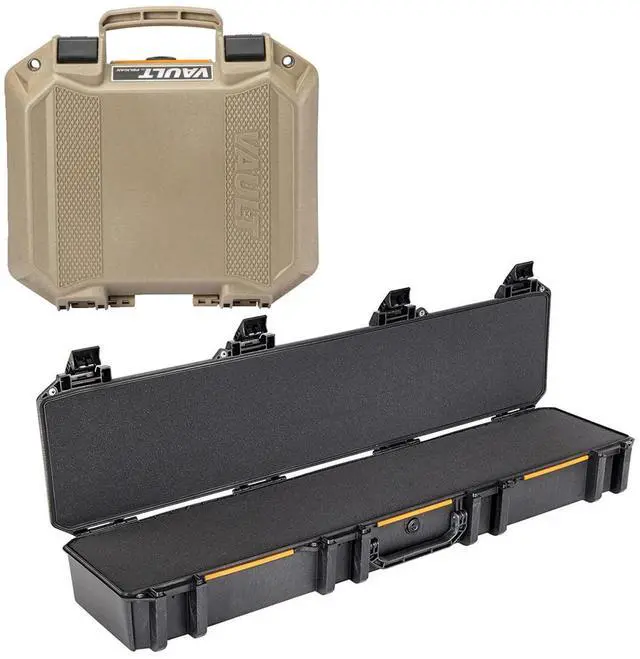 Main image of Pelican V770 Vault Single Scoped Rifle Case, Black, Bundle with V100 Vault Small Pistol Tan Case
