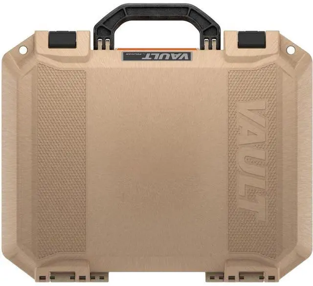 Alt view image 4 of 6 - Pelican V300 Vault Large Firearm Case with Foam for Two Handguns, Tan, Bundle with 12x12" Splatter Shooting Target Stickers, 10-Pack