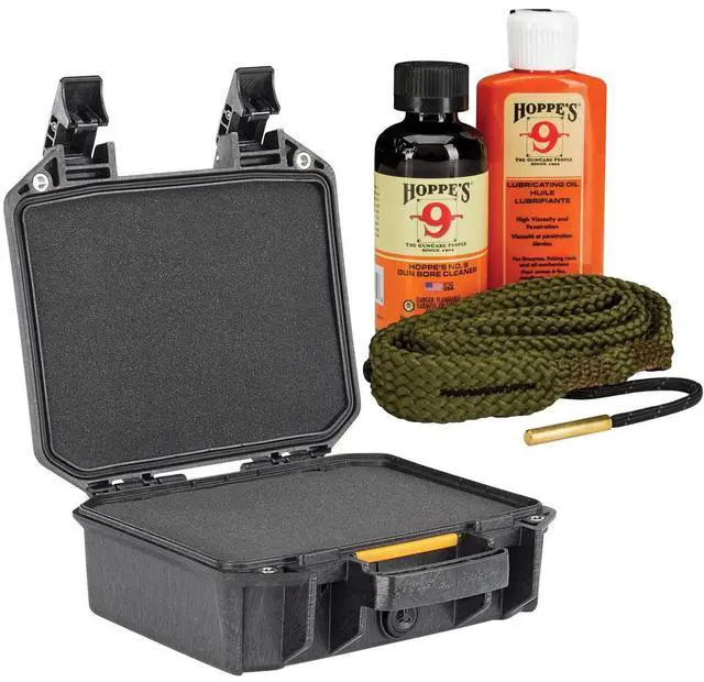 Main image of Pelican V100 Vault Small Pistol Case with Foam, Black, Bundle with Cleaning Kit