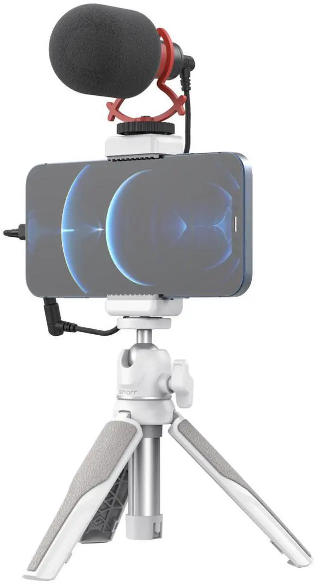 Main image of SmallRig simorr Vigor VK-20 Vlog Tripod Kit with Single Cold-Shoe Phone Clamp, Ronda White