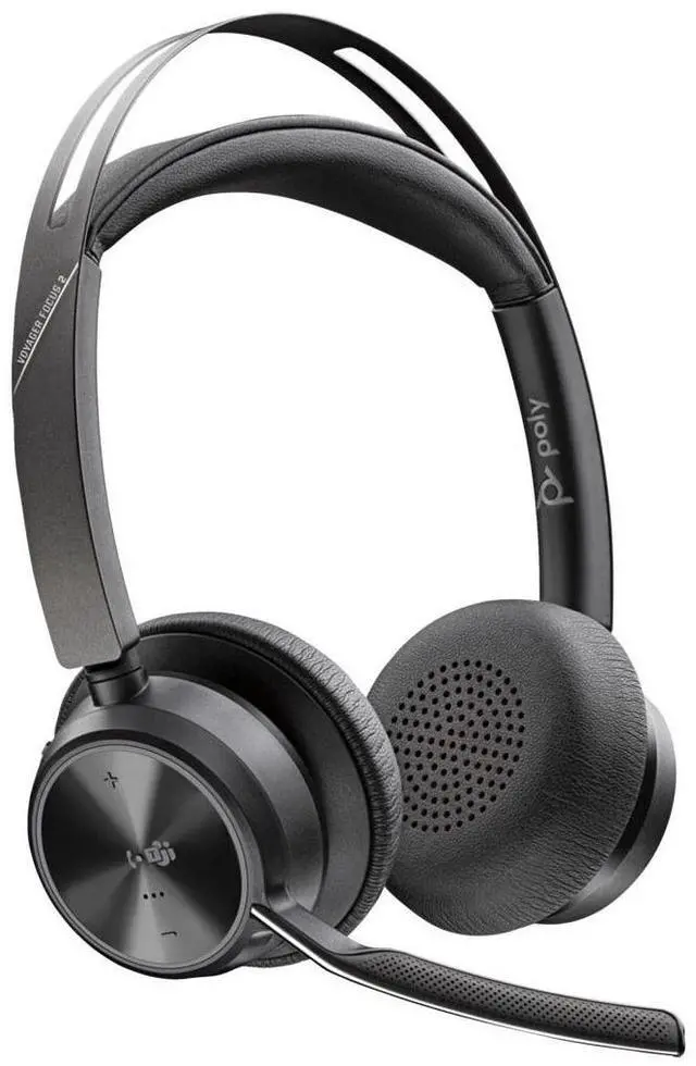 Alt view image 8 of 13 - Poly Voyager Focus 2 Headset - Microsoft Teams Certification - Google Assistant, Siri - Stereo - USB Type C - Wired/Wireless - Bluetooth - 298.6 ft - Over-the-head - Binaural - Supra-aural - 4" C