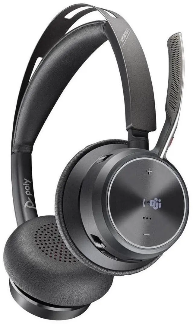 Alt view image 9 of 13 - Poly Voyager Focus 2 Headset - Microsoft Teams Certification - Google Assistant, Siri - Stereo - USB Type C - Wired/Wireless - Bluetooth - 298.6 ft - Over-the-head - Binaural - Supra-aural - 4" C