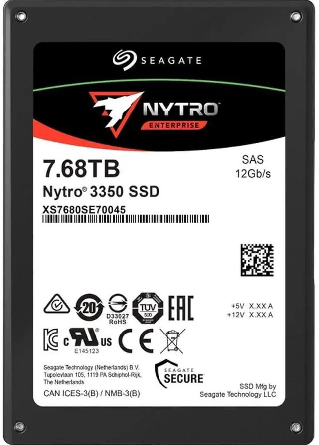 Alt view image 2 of 2 - Seagate Nytro 3000 XS7680SE70045 7.68 TB Solid State Drive - 2.5" Internal - SAS (12Gb/s SAS) - Server, Storage System Device Supported - 1 DWPD - 14000 TB TBW - 2200 MB/s Maximum Read Transfer Rate -