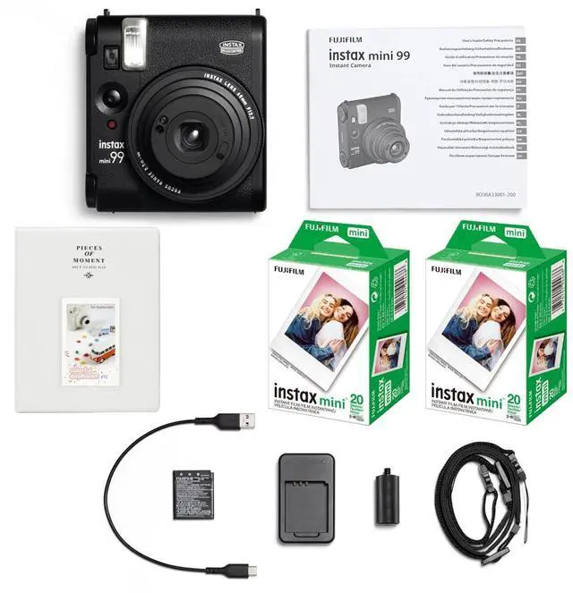 Alt view image 6 of 7 - Fujifilm Instax Mini 99 Instant Film Camera, Matte Black, Bundle with 2x Instant Daylight Film Pack and Slinger Photo Album