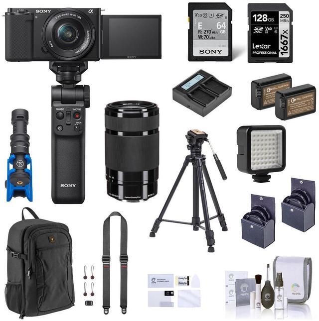 Main image of Sony ZV-E10 Camera w/16-50 & 55-210mm Lens, Black & Vlogger Kit, Complete Kit