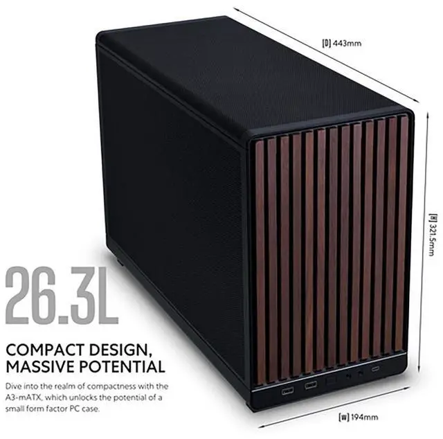 Alt view image 10 of 15 - LIAN LI A3- mATX-WD Black Wood front panel  SPCC M-ATX / ITX Computer Case ------ A3- mATX-WD Black