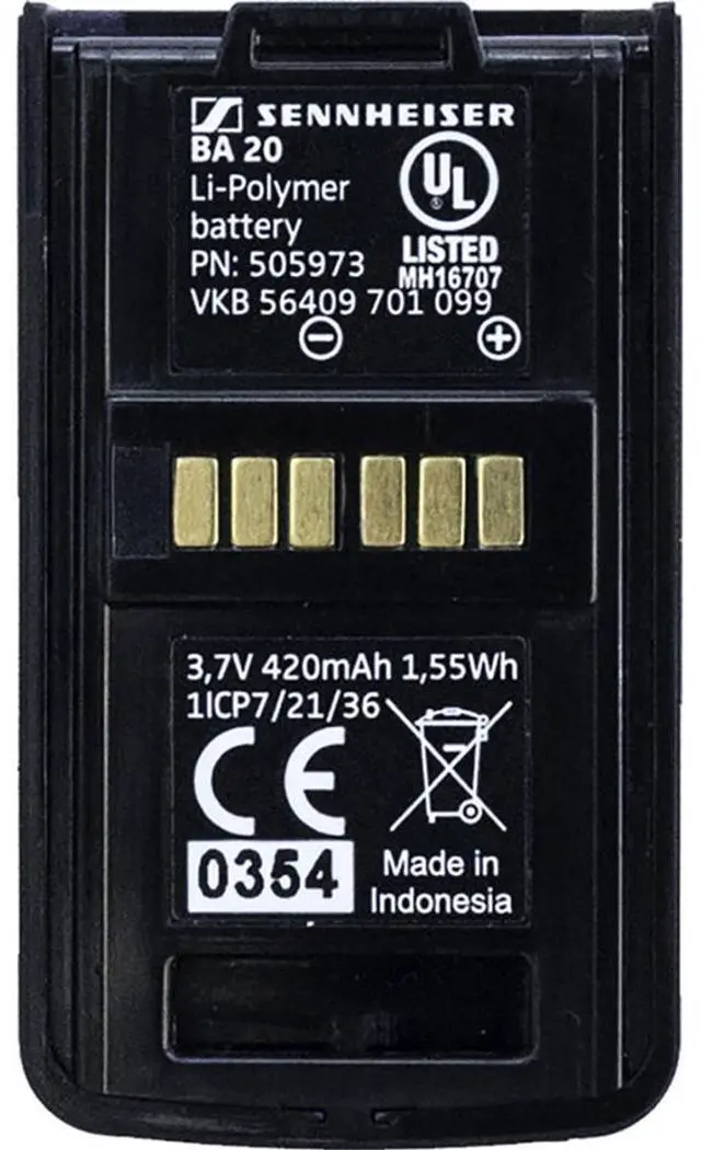 Alt view image 2 of 2 - Sennheiser BA 20 Recharging Battery Pack for AVX EKP