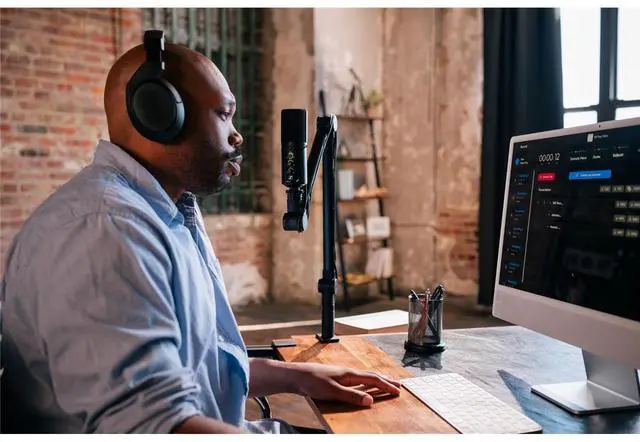Alt view image 7 of 7 - Sennheiser Sennheiser Profile Cardioid Condenser USB-C Microphone Streaming Set Bundle with H&A Pop Filter with Gooseneck and Adjustable Knob (Clamp On), Turnstile Audio TAPH100 Closed-Back Headphones