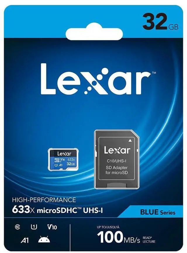 Alt view image 2 of 7 - Lexar BLUE 32GB UHS-I microSDHC Memory Card  + SD Card Wallet 5 pack