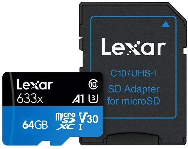 Alt view image 6 of 7 - Lexar BLUE 64GB UHS-I microSDHC Memory Card w/SD Adapter 5-PACK + SD Card Wallet