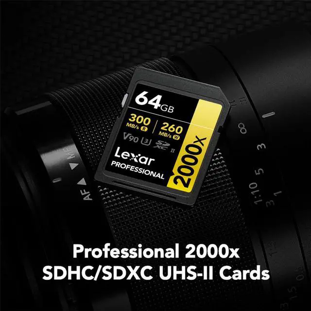 Alt view image 3 of 13 - Lexar Professional SDXC Memory Card 2000x 64GB Class 10 UHSII U3 WO Reader