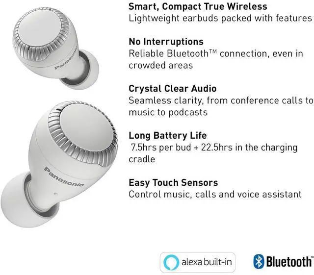 Alt view image 6 of 7 - Panasonic RZ-S300W True Wireless Bluetooth Earphones, White #RZ-S300W-W