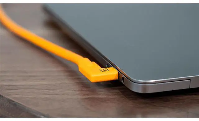 Alt view image 4 of 6 - Tether Tools TetherPro 1.6' USB-C Straight to USB-C Right Angle Pigtail Cable, High Visibility Orange