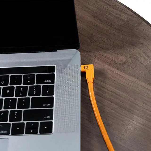 Alt view image 6 of 6 - Tether Tools TetherPro 1.6' USB-C Straight to USB-C Right Angle Pigtail Cable, High Visibility Orange