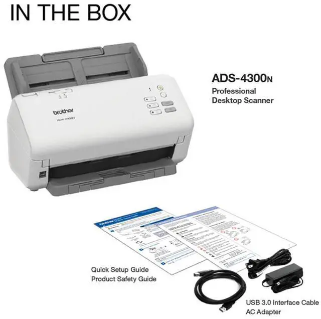 Alt view image 11 of 16 - Brother ADS4300N 24 bit Dual CIS 600 x 600 dpi Sheet Fed Professional Desktop Scanner