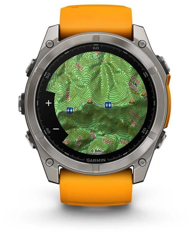 Alt view image 7 of 15 - Garmin fnix® 8 - 51 mm, AMOLED, Sapphire, Premium Multisport GPS Smartwatch, Long-Lasting Battery Life, Dive-Rated, Built-in LED Flashlight, Titanium with Spark Orange/Graphite Band