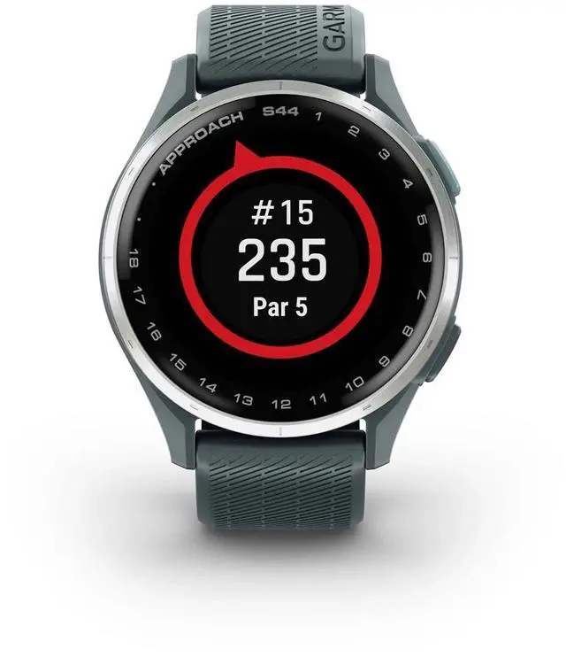 Alt view image 11 of 14 - Garmin Approach® S44, Essential Golf GPS Smartwatch, AMOLED Display, On-Course Features, Silver Aluminum Bezel with Twilight Silicone Band