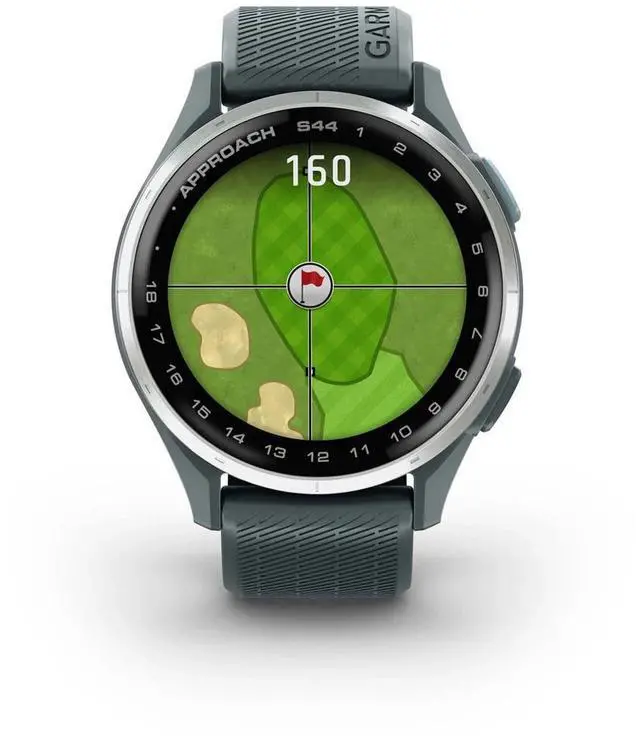 Alt view image 13 of 14 - Garmin Approach® S44, Essential Golf GPS Smartwatch, AMOLED Display, On-Course Features, Silver Aluminum Bezel with Twilight Silicone Band