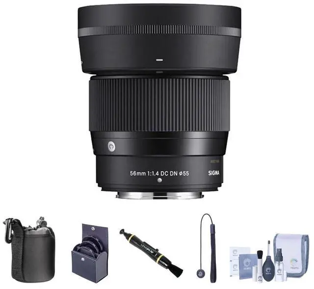 Main image of Sigma 56mm f/1.4 DC DN Contemporary Lens for Nikon Z Bundle with 55mm Filter Kit, Lens Pouch, Lens Cleaner, Cleaning Kit, Lens Cap Tether